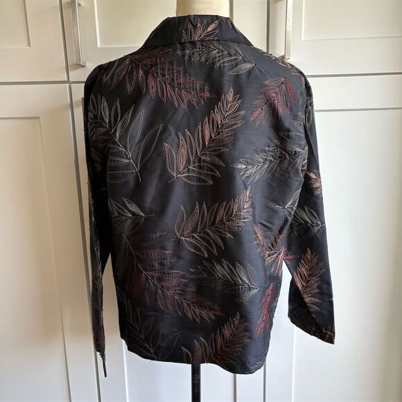 French Laundry Women's M Silk Black Beaded Embroidered Blazer Career Jacket - Picture 2 of 8